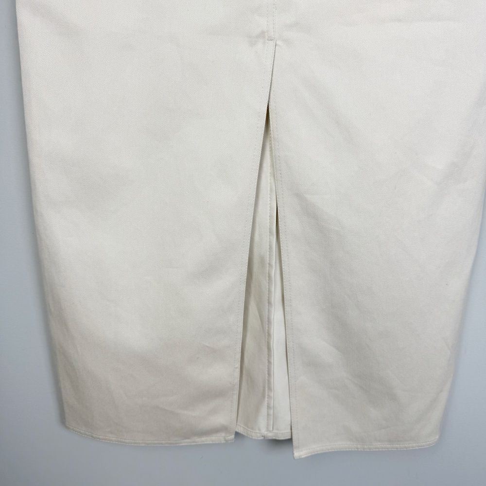 BRUNELLO CUCINELLI | NEW Greige Tan Cotton Denim Midi Skirt Women’s Size 6 - Picture 11 of 16